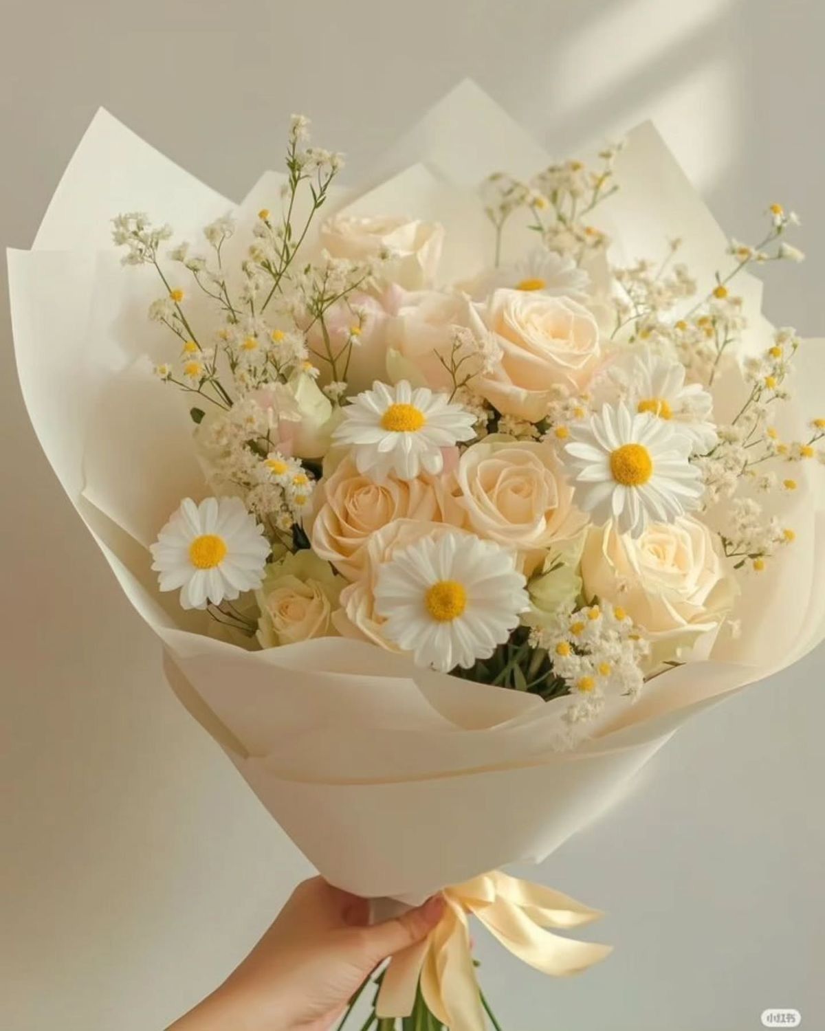 Cream Rose Daisy Bouquet